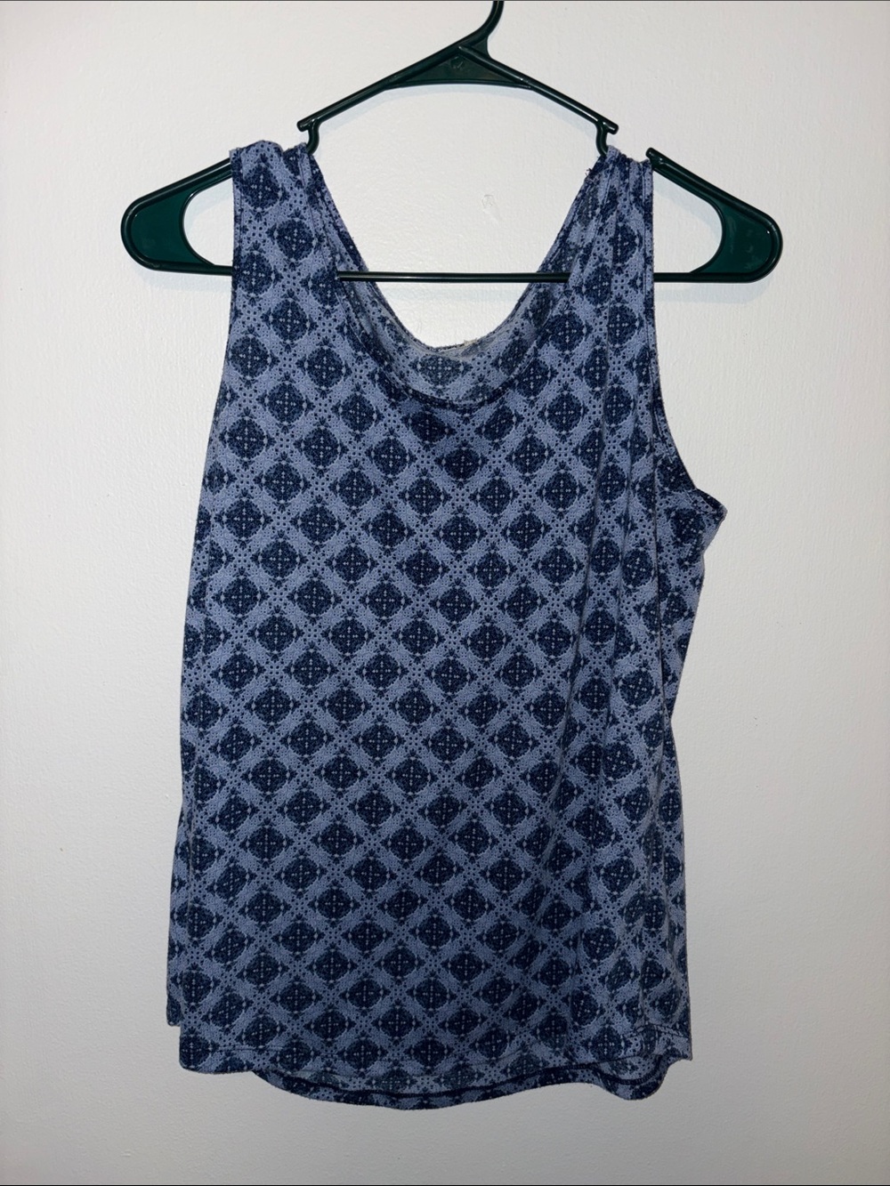 Blue Patterned Sleeveless Tank Top